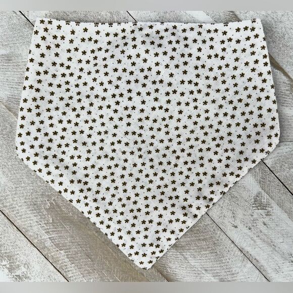 White and brown flower bandana size small - Picture 1 of 2